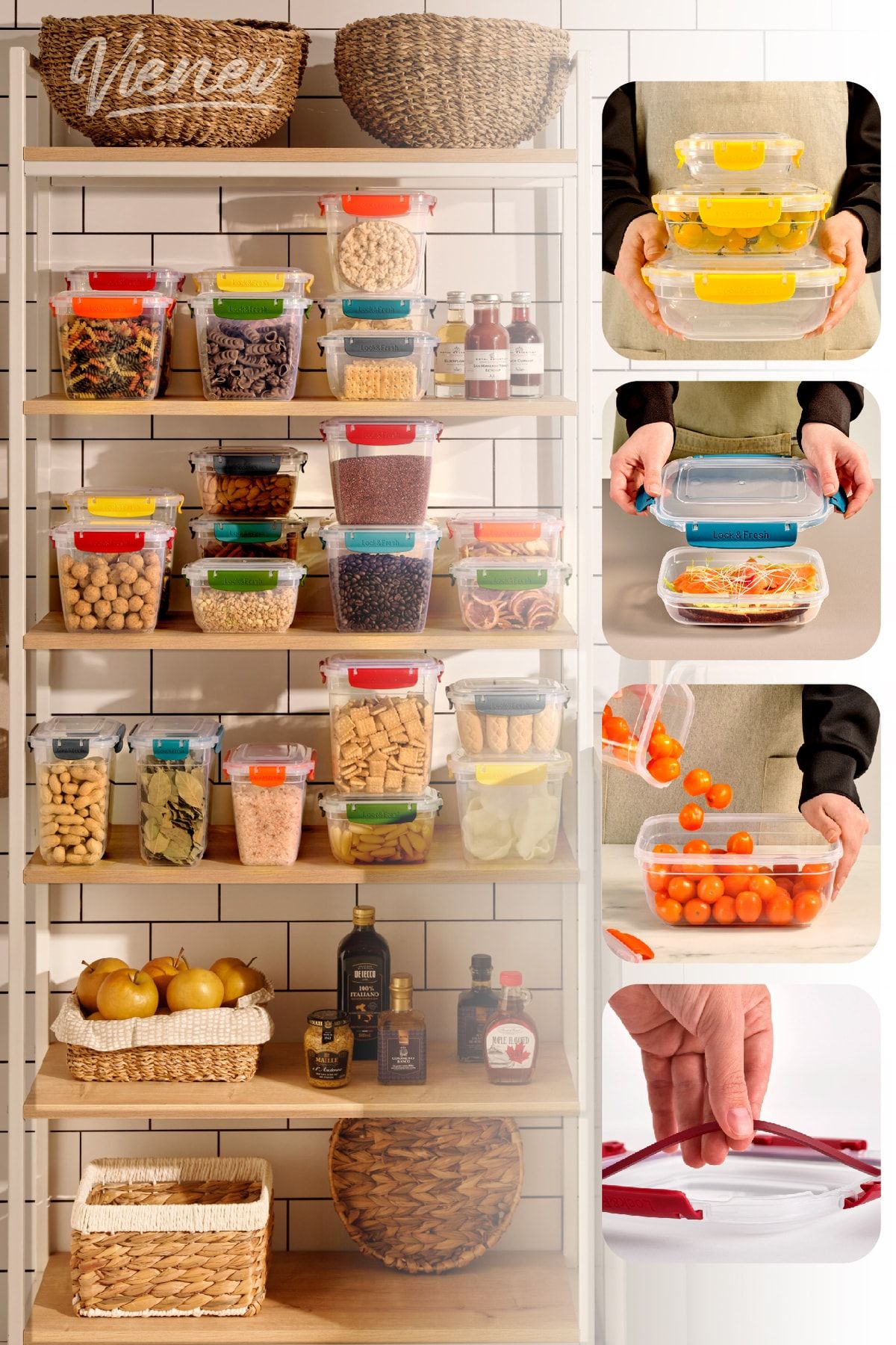 Vienev-24-Piece Master Sealed Deep Rectangular Storage Container Set 6x(2100,1000) 12x(1575) Orange 3