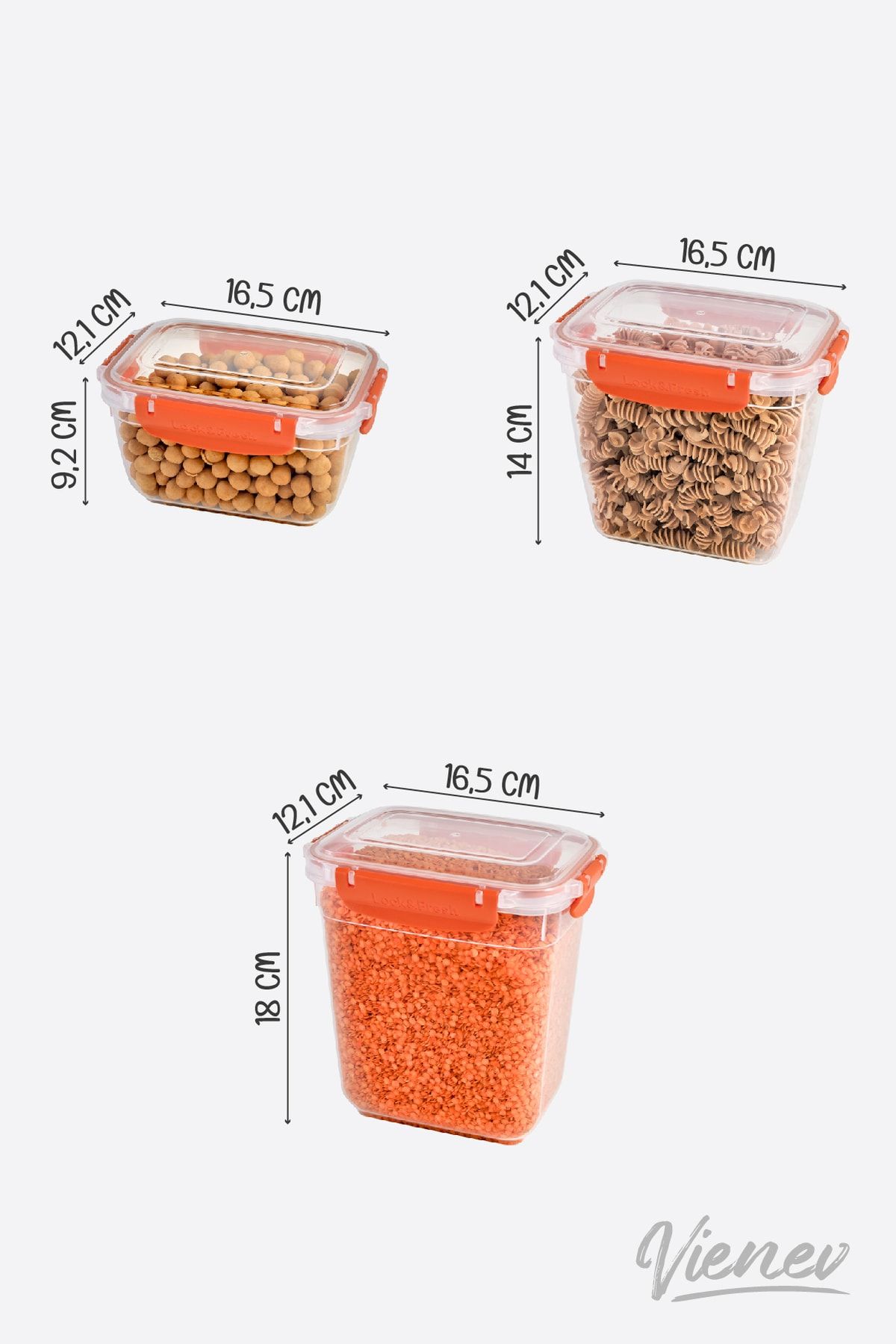 Vienev-24-Piece Master Sealed Deep Rectangular Storage Container Set 6x(2100,1000) 12x(1575) Orange 5