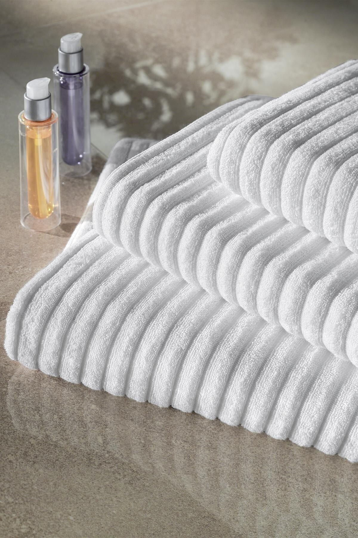 Gray and white 2025 striped bath towels