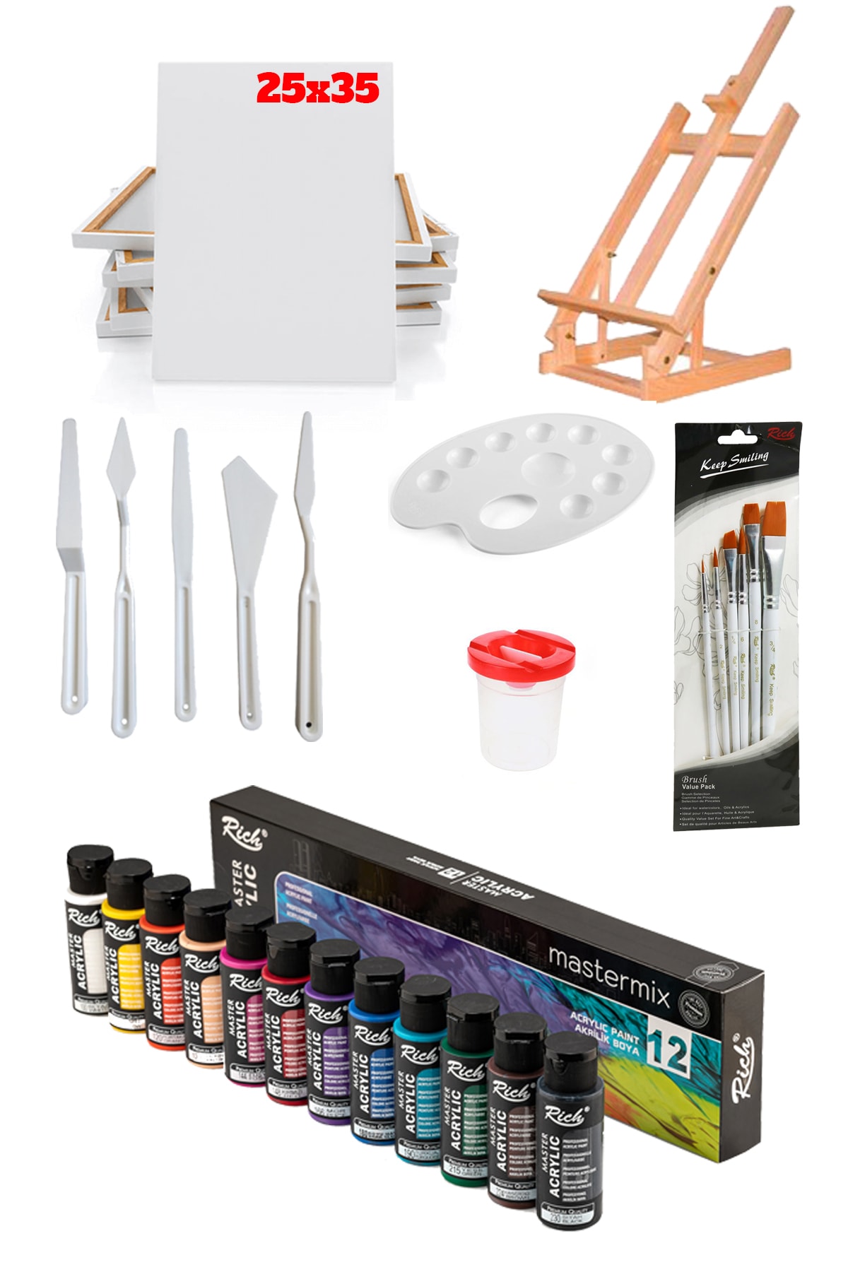 everart Masaüstü Şövale Akrilik 12 Li Başlangıç Seti Akrilik-25x35-2'li ...
