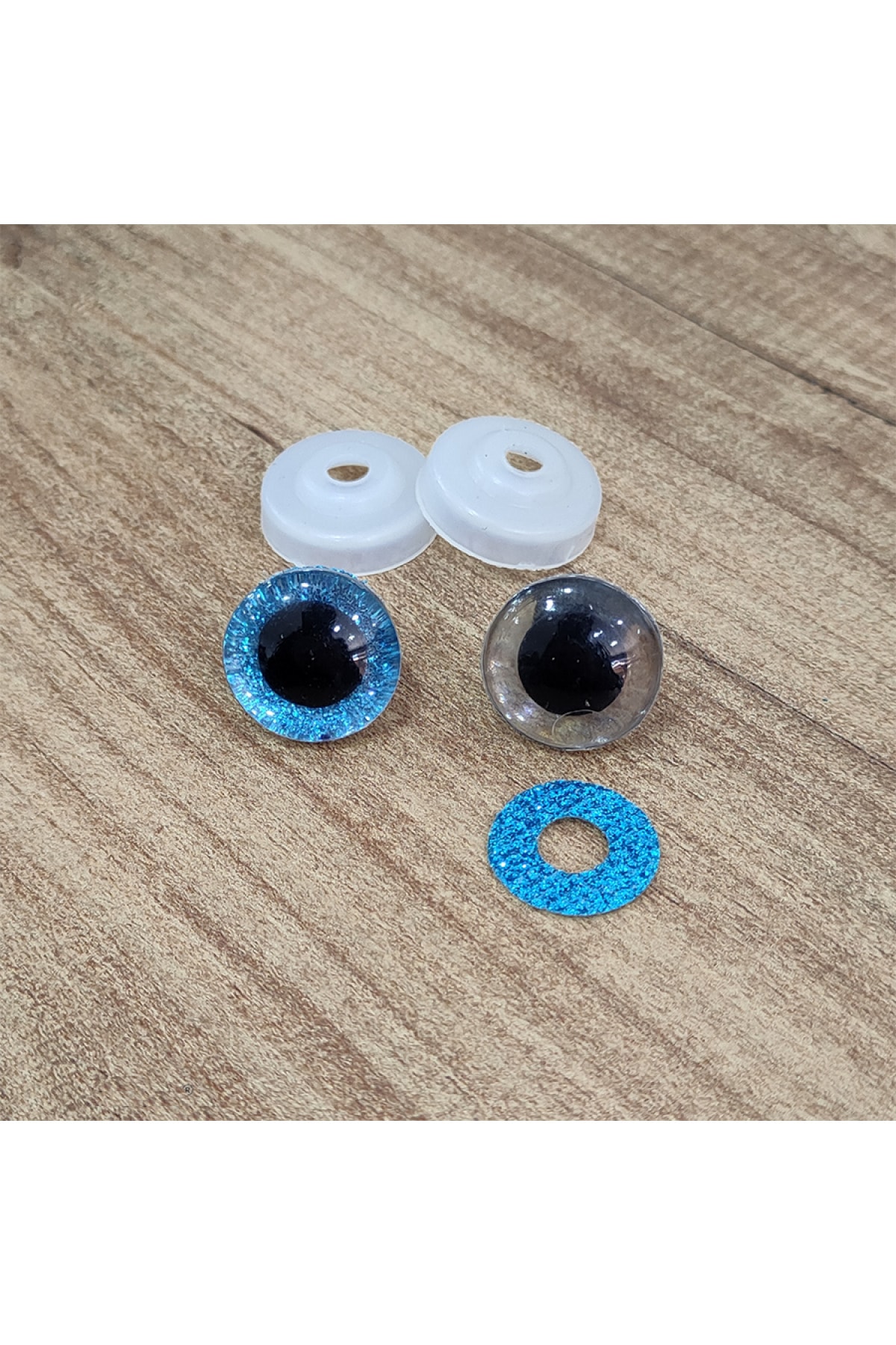 hobimon Amigurumi 18 Mm Vidalı Renkli Simli Göz - Mavi - 10 Adet (5 Çift) Kilitli Göz