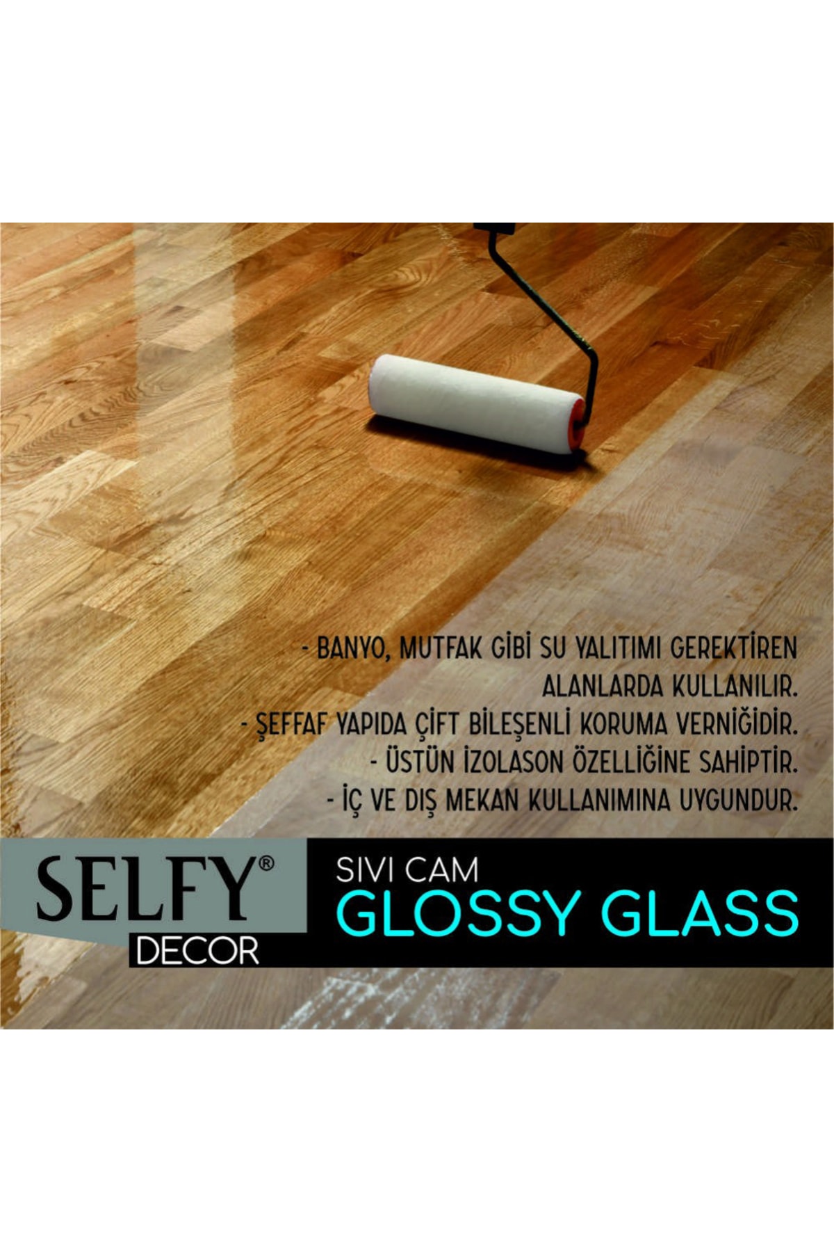 GLANCE Surface 3,5 Kg Is Siyah Selfy Decor Glossy Glass 500+250gr Balkon,teras,banyo,mutfak,tezgah,fayans PN9593