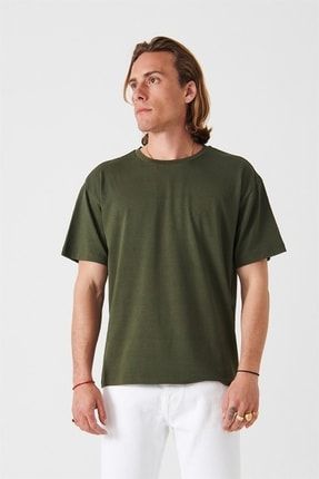 Basic Rahat/relaxed Fit Haki Erkek T-shirt DTETS03505