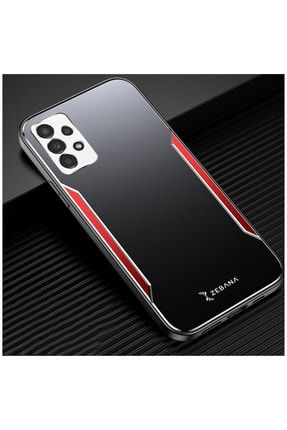 Samsung Galaxy A52 Uyumlu Kılıf Metal Mitras Kılıf (silikon Kenar) Kırmızı 3571-m497