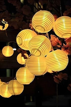 Dekoratif Çin Feneri Pilli Kağıt Fener Topları Led Işık Aydınlatma 20 Adet Top Fener 3m Uzunluk ECY40030
