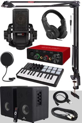 Impressive Paket-3 Monitör Mikrofon Mikser Kulaklık Midi Klavye Stüdyo Ekipmanları Seti 22706