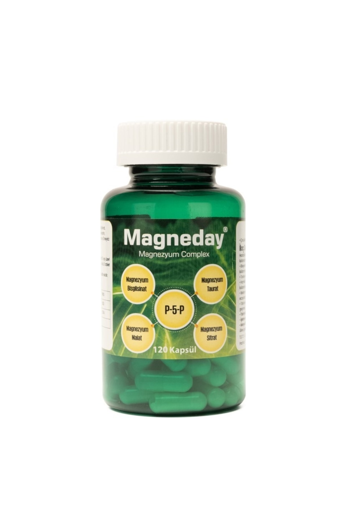 Magneday Magnezyum Bisglisinat Sitrat Malat Taurat P5p 120 Kapsül