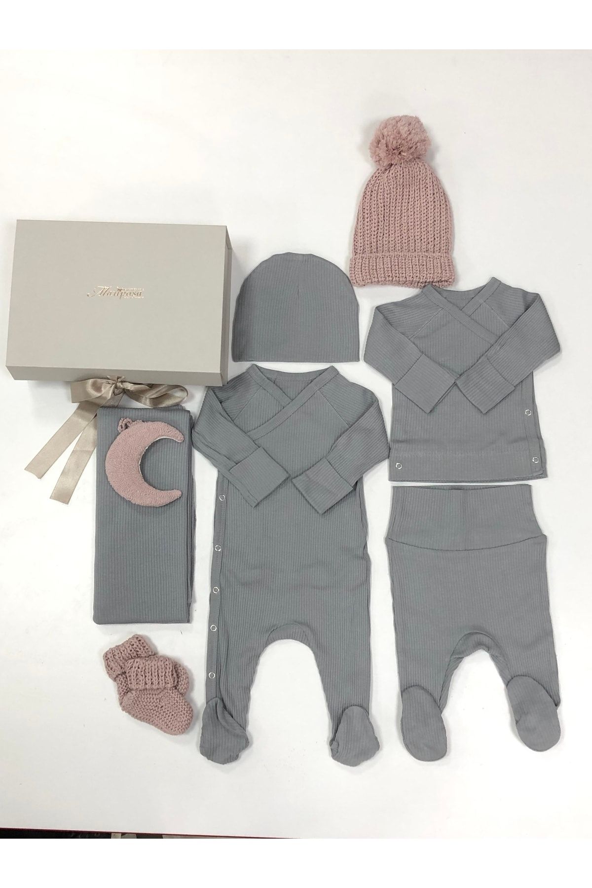 new born boutique mariposa Mariposa Yenidoğan Trikolu Set Füme
