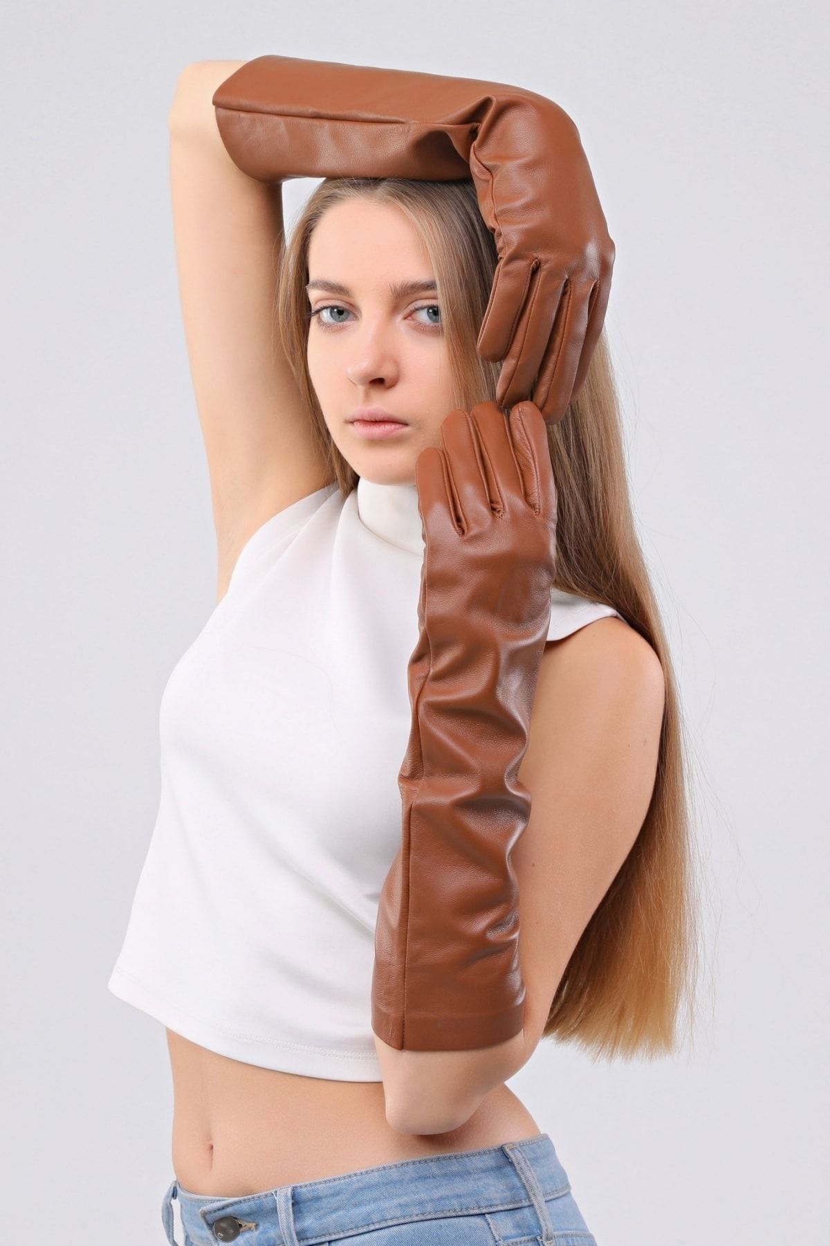 CE-YIL DERİ ÜRÜNLERİ-Mănuși lungi de damă din piele naturală 4