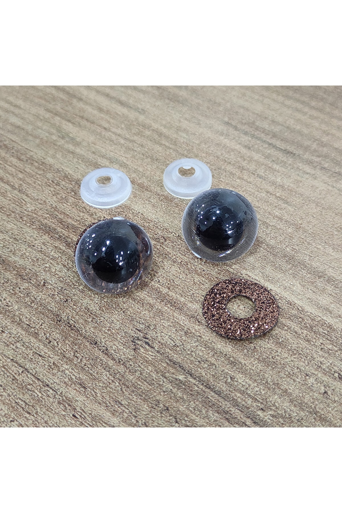 hobimon Amigurumi 18 Mm Vidalı Renkli Simli Göz - Kahve - 10 Adet (5 Çift) Kilitli Göz