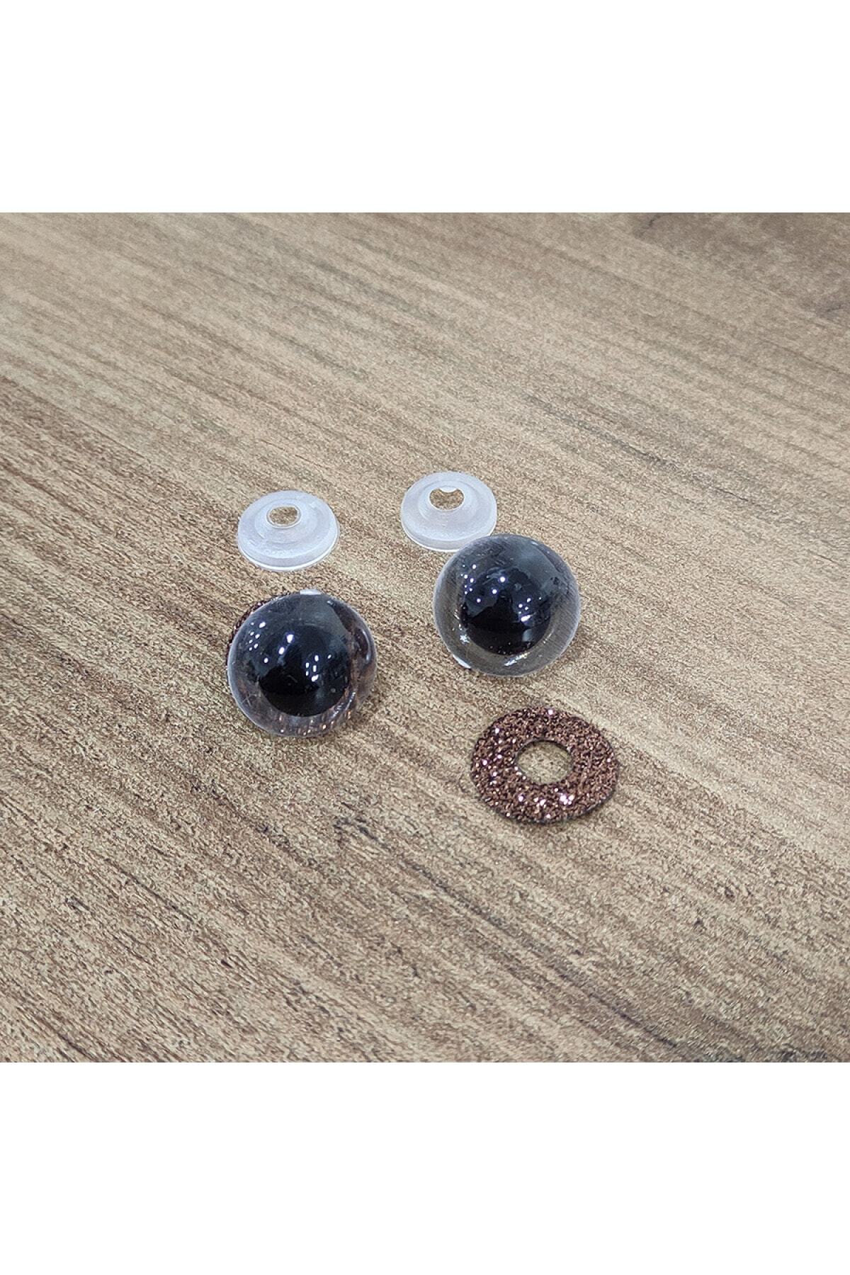Amigurumi 16 Mm Colored Glitter Eye with Screw - Coffee - 10 Pairs (5 Pairs) Locked Eyes