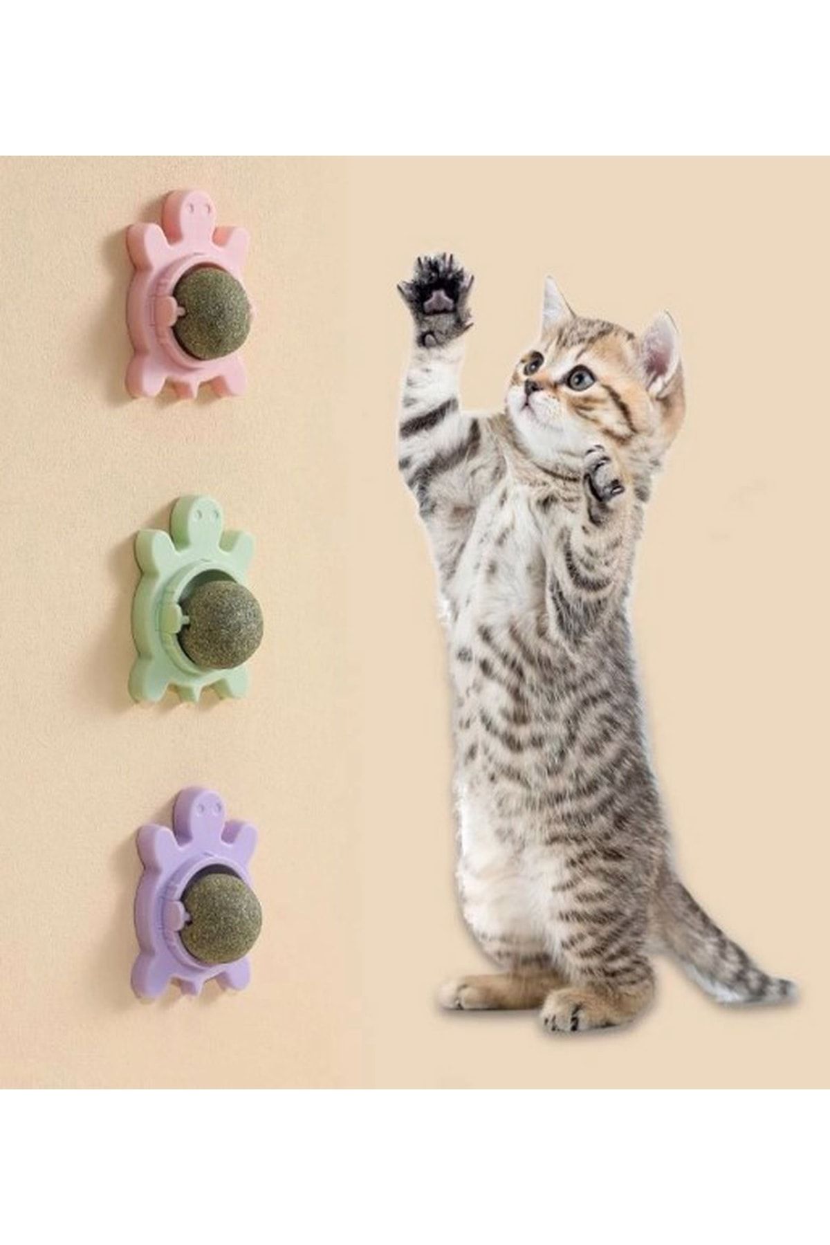 Özasya AVM-Natural Catnip Edible Catnip Herb Play Ball Turtle Toy Pink Color 2