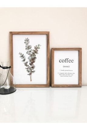 Kahve Köşesi Okaliptüs Coffee Ahşap Çerçeve Set EN-016