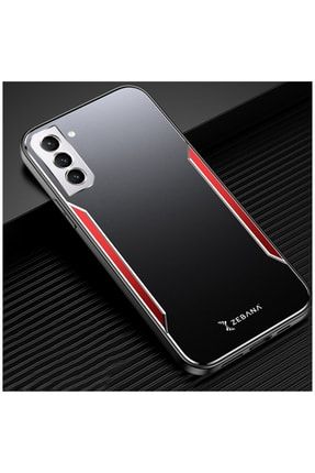 Samsung Galaxy S21 Fe 5g Uyumlu Kılıf Metal Mitras Kılıf (silikon Kenar) Kırmızı 3571-m534