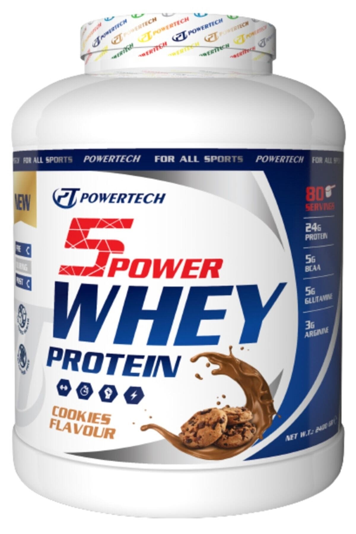 POWERTECH 5power Whey Protein 2400 Gr Kurabiye Aromalı Protein Tozu