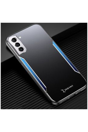 Samsung Galaxy S21 Fe 5g Uyumlu Kılıf Metal Mitras Kılıf (silikon Kenar) Mavi 3571-m534