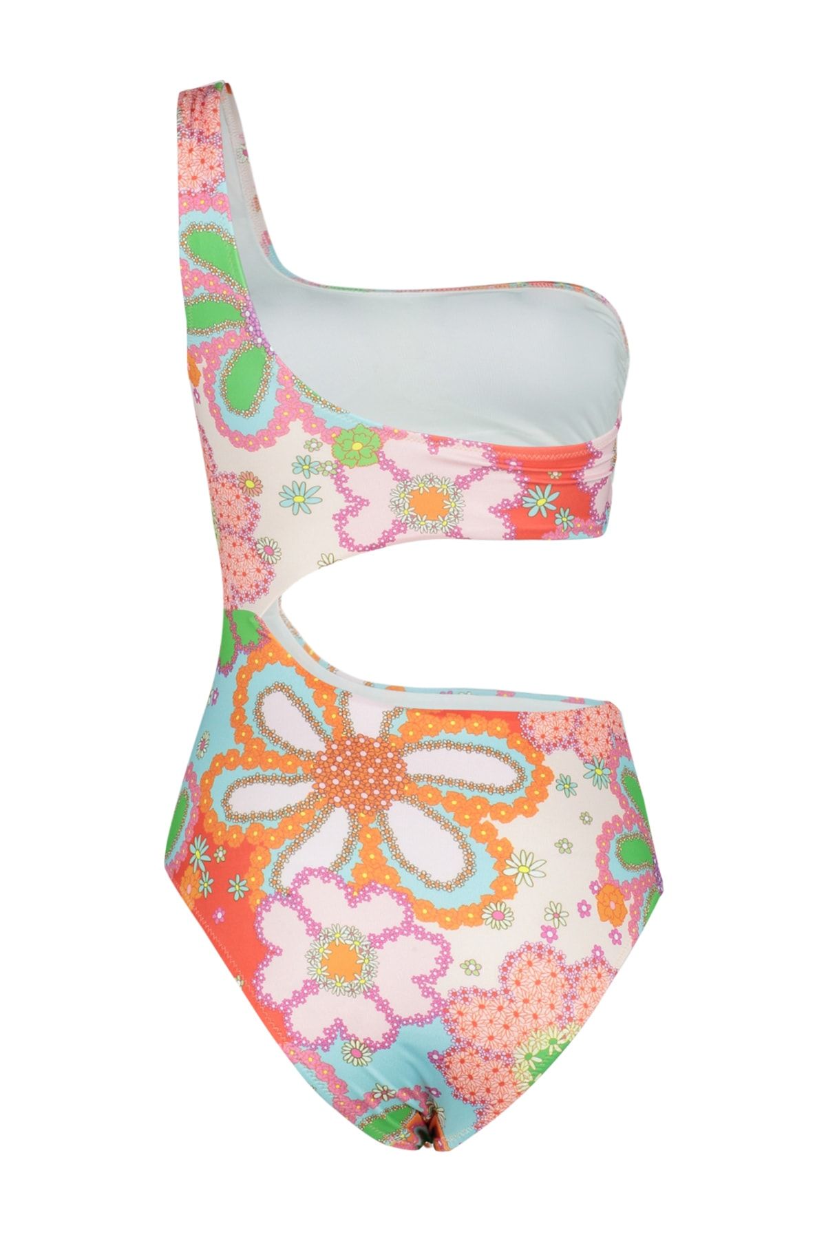 Trendyol Collection-Badeanzug mit Blumenmuster, einer Schulter, Cut-Out/Fenster und normalem Bein TBESS22MA0271 8