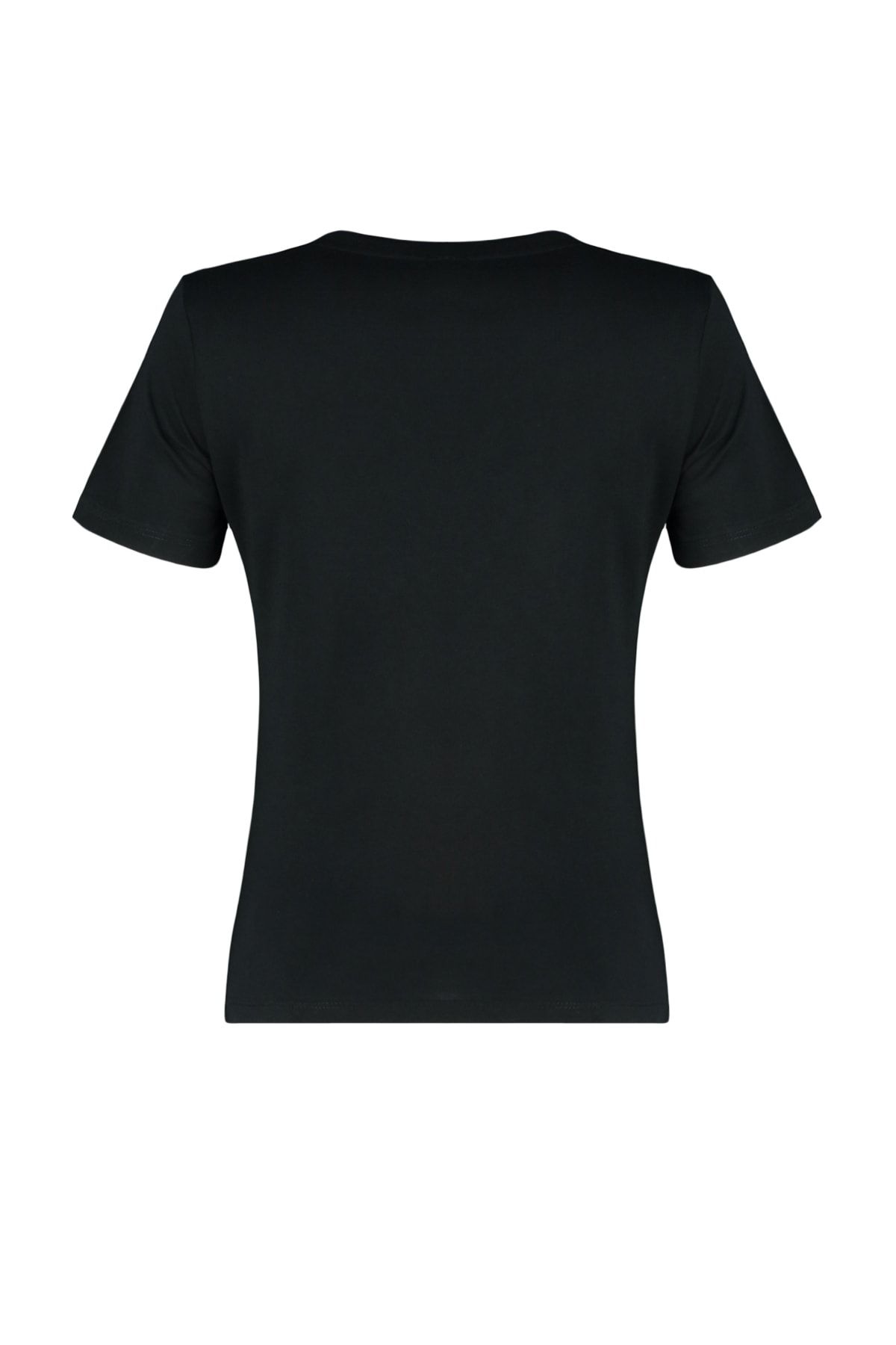 Trendyol Collection-Fekete V-nyakú 100% pamut kötött póló - TWOSS23TS00001 8