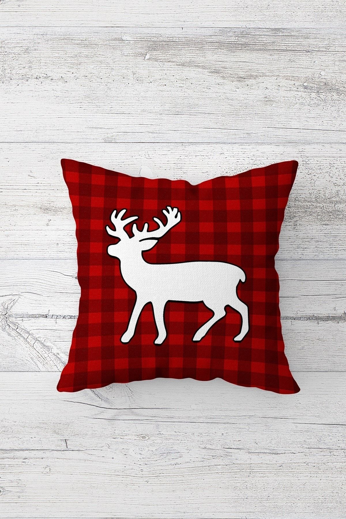 on the clouds-Deer Patterned Red New Year's New Year Hidden Zippered Throw Pillow Cover Pillow Case Set (4pcs) 2