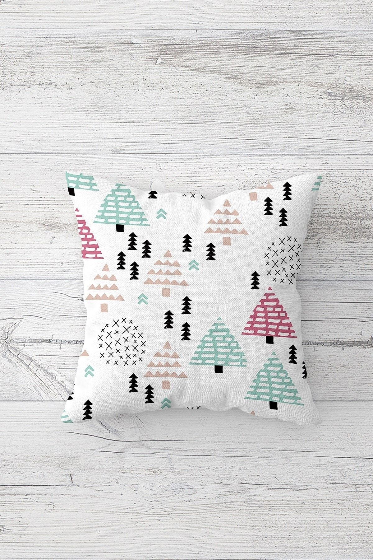 on the clouds-Pine Tree and Candy Patterned Concealed Zippered Throw Pillow Cover Sofa Pillow Cover Set (4 Pieces) 2