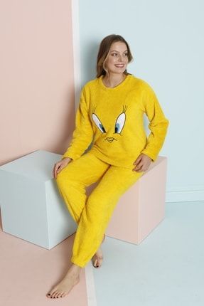 Kadın Tweety Peluş Pijama Takımı SHDW022