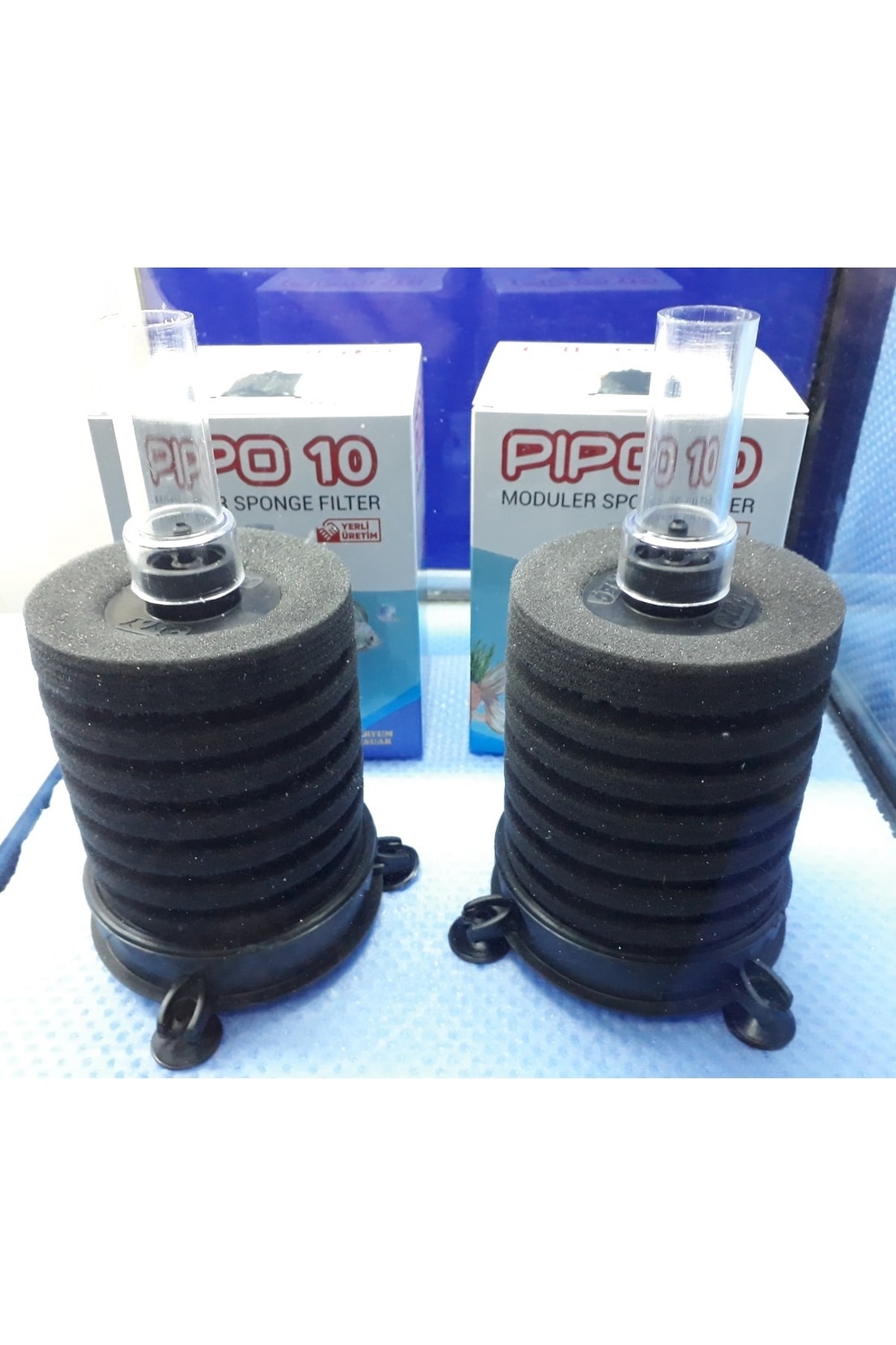 yenisahome 2 Adet Pipo 10 Biyolojik Süngerli Akvaryum Üretim Pipo Filtresi 12x9 Cm