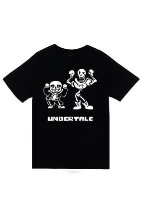 Unisex Siyah Undertale Baskılı T-shirt AFJTU368-KOR