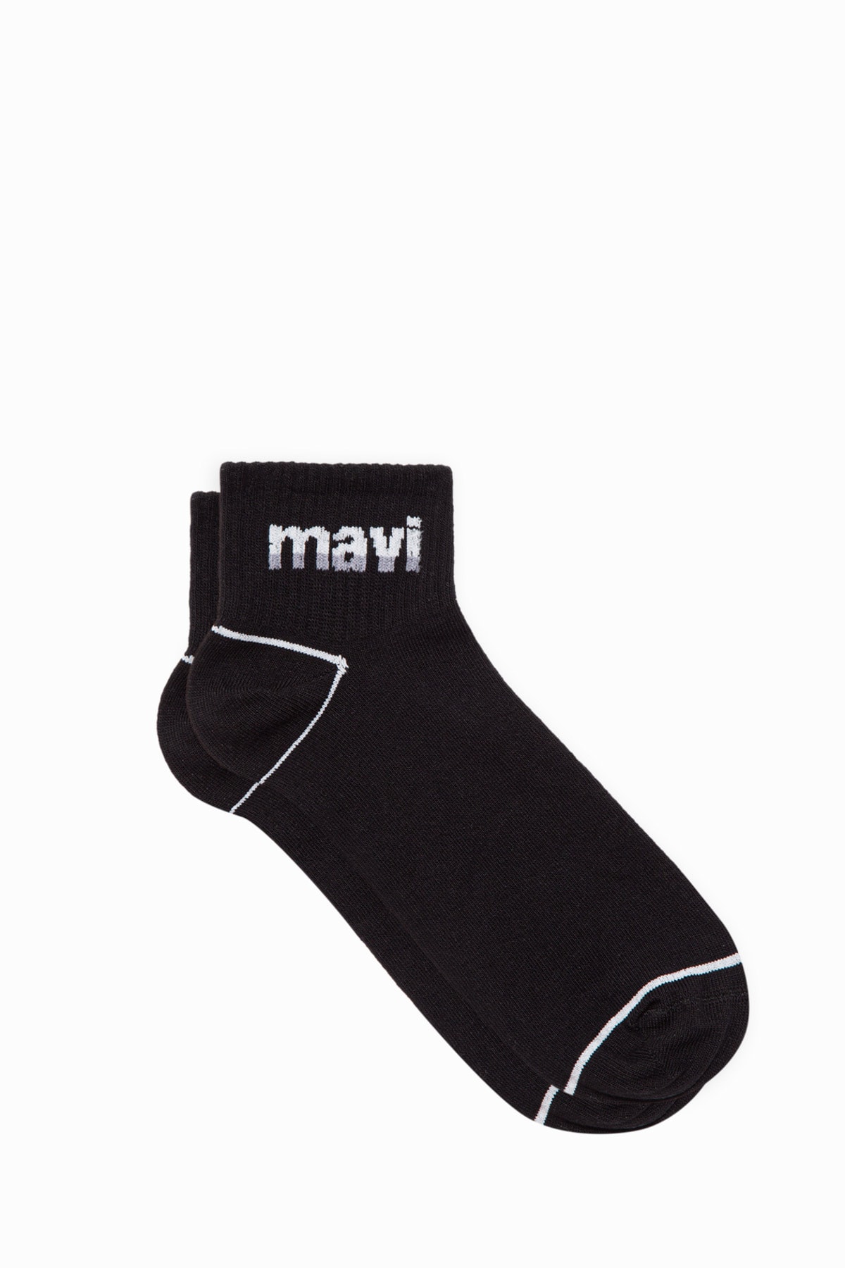 Mavi Logo Baskılı Siyah Soket Çorap 092523-900
