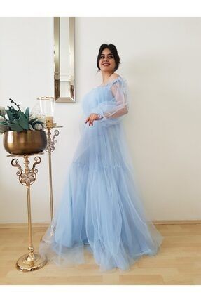 Kadın Mavi Prenses Model Abıye Elbise FER0000000021