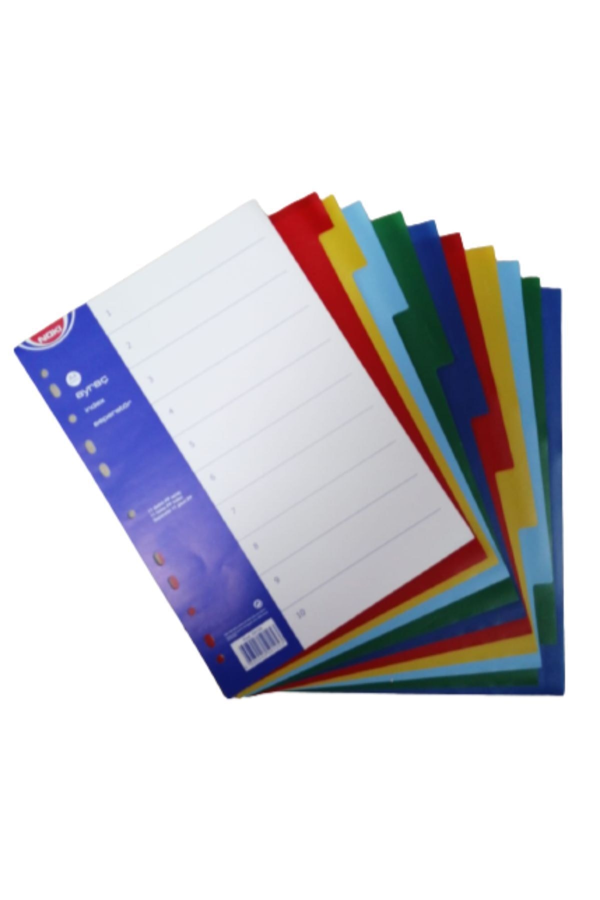 Noki Plastik Seperatör 10 Renkli Ayraç A4 6 Adet