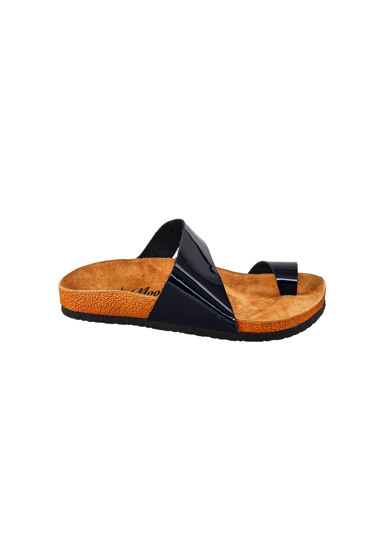 Moosefield-Genuine Leather Navy Blue Women's Slippers 4