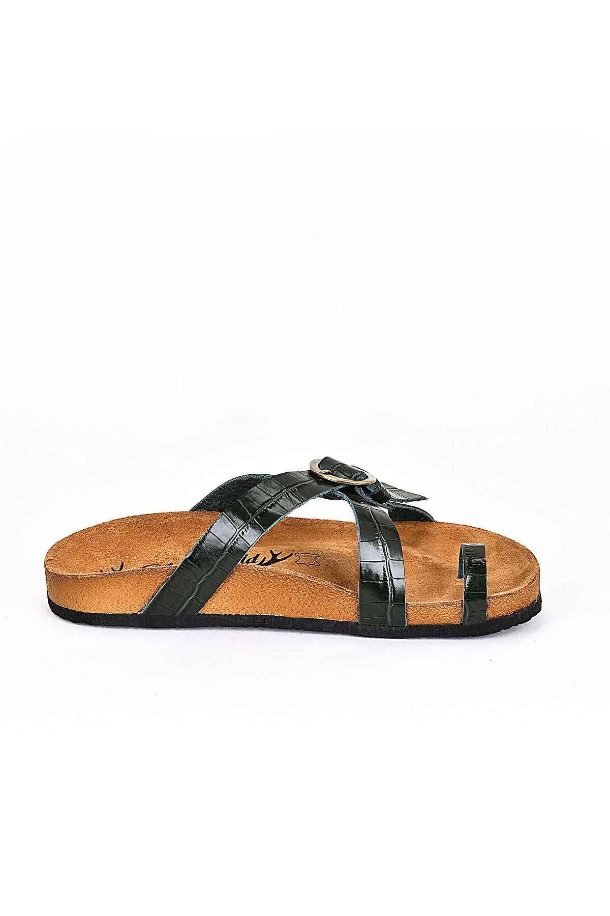 Moosefield-Genuine Leather Green Men's Slippers 4