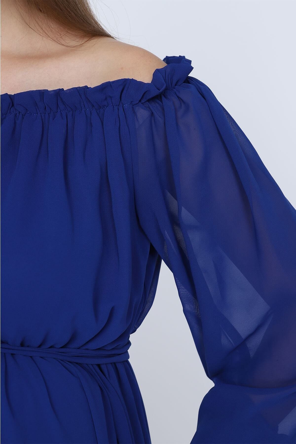 MODA LABİO-Saks Blue Draped Maternity Dress 3