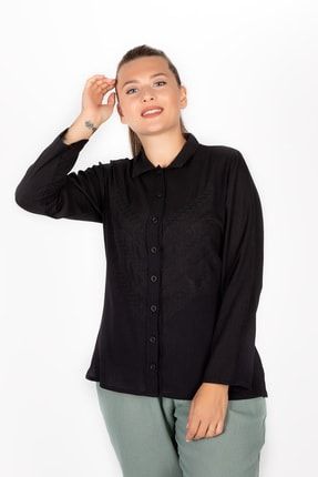 Kadın Siyah Şilebezi Uzun Kollu Gömlek Krdln-169
