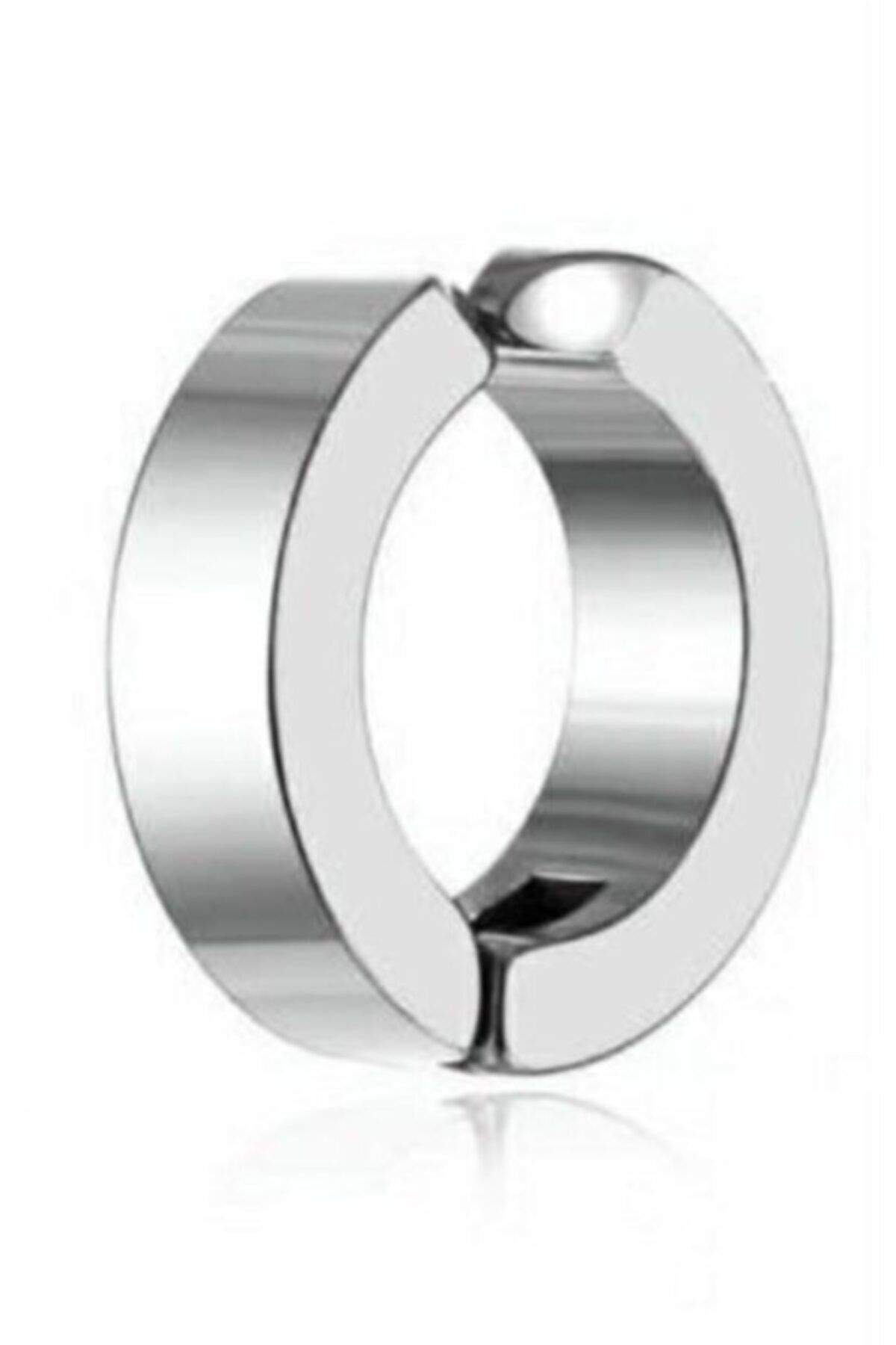 Kirpi-Silver Color Steel Compression Hoop Earrings (1 Piece) 1
