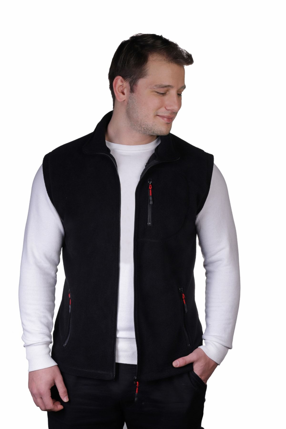 GENIUS Store Erkek Polar Yelek Tam Femuarlı Outdoor Spor Yelek 3 Cepli 8 Renk QE10723