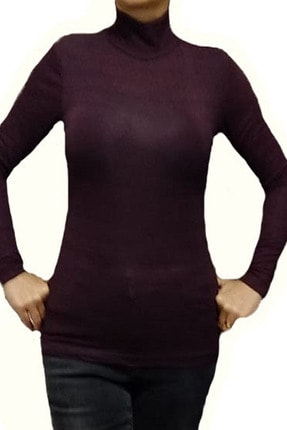 LM Kadın Bordo Yarım Balıkçı Yaka Body