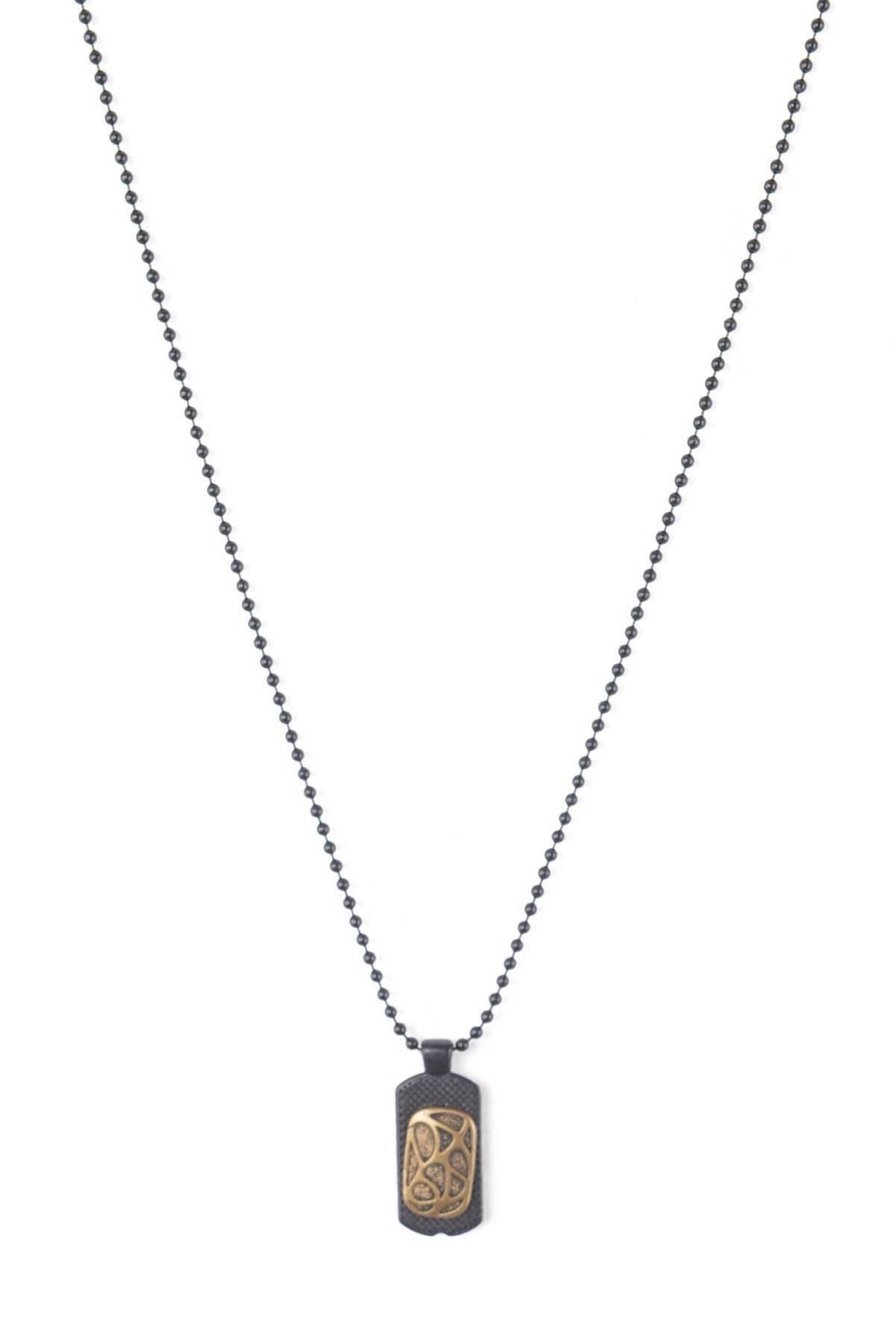 LABALABA-Men's Black Oxide Plated Droplets Figured Necklace 3