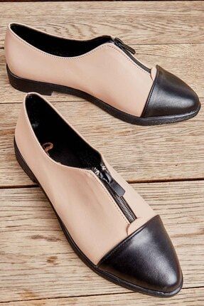 Siyah Bej Kadın Oxford Ayakkabı K01641160009 L06411600