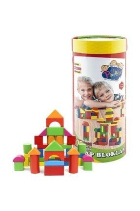 Playwood Silindir Kutuda Renkli Ahşap Bloklar 100 Parça KR016