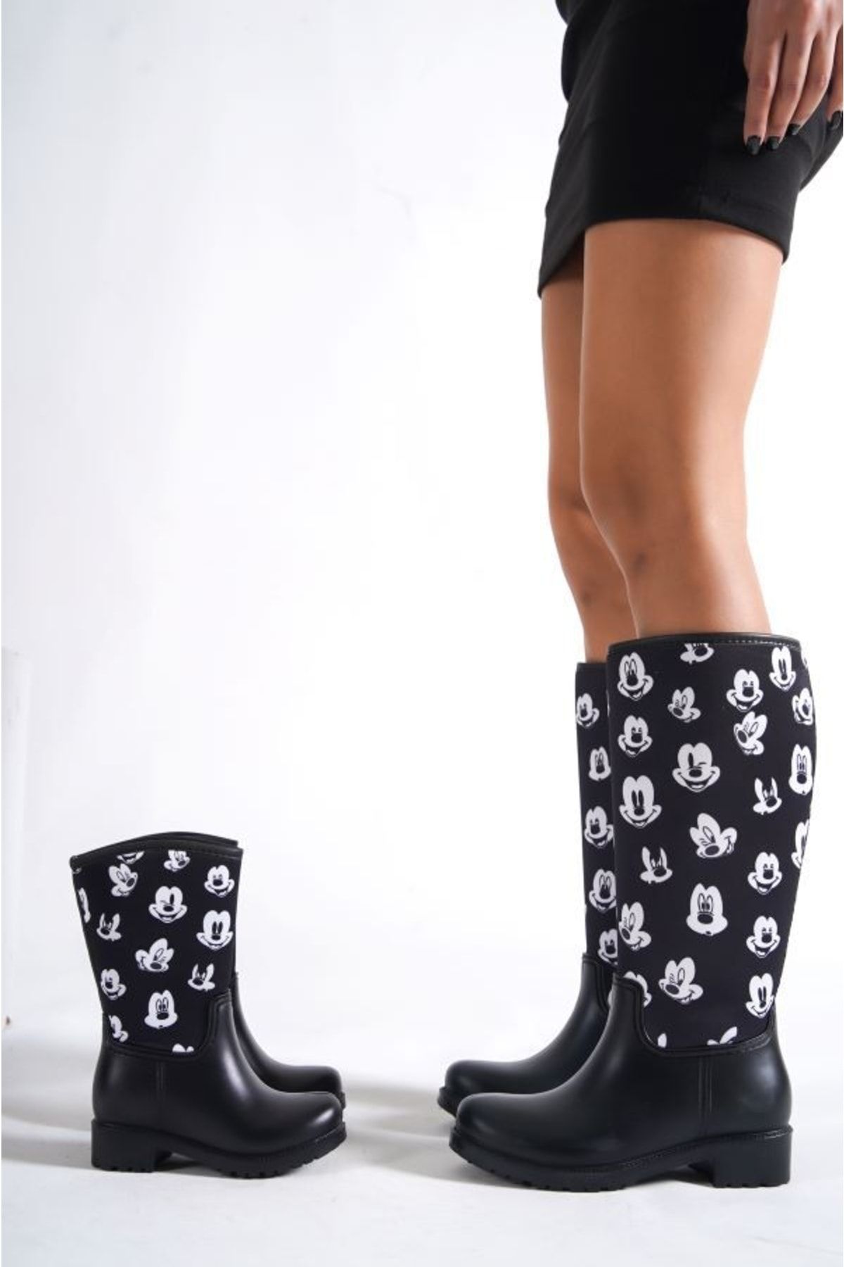 Sea Blue Mother Daughter Combination Mickey Mouse Polka Dot