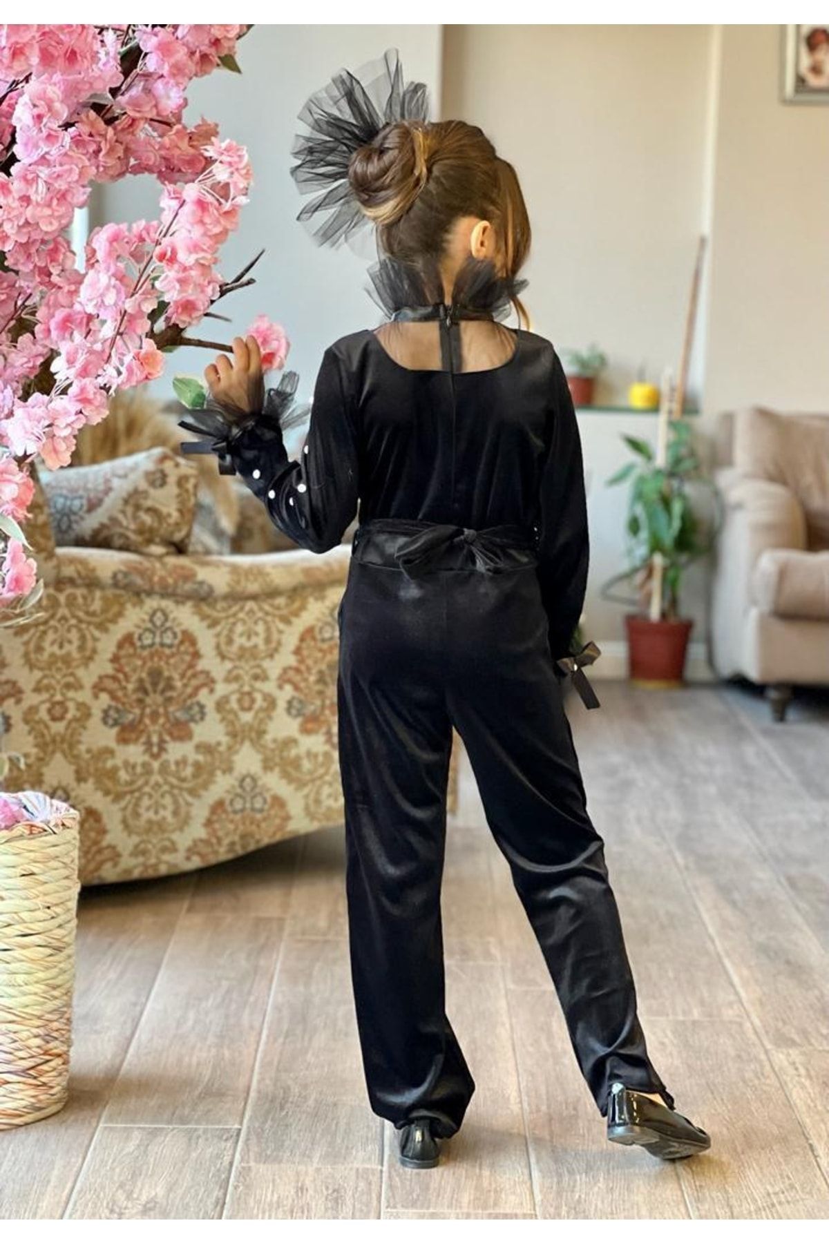 Kids Velvet Jumpsuit Belt Buckle Trendyol