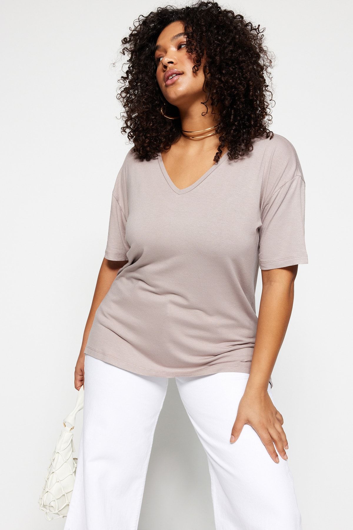 Trendyol Curve-Detailliertes Strick-T-Shirt mit Nerzkragen TBSSS22TS0877 3