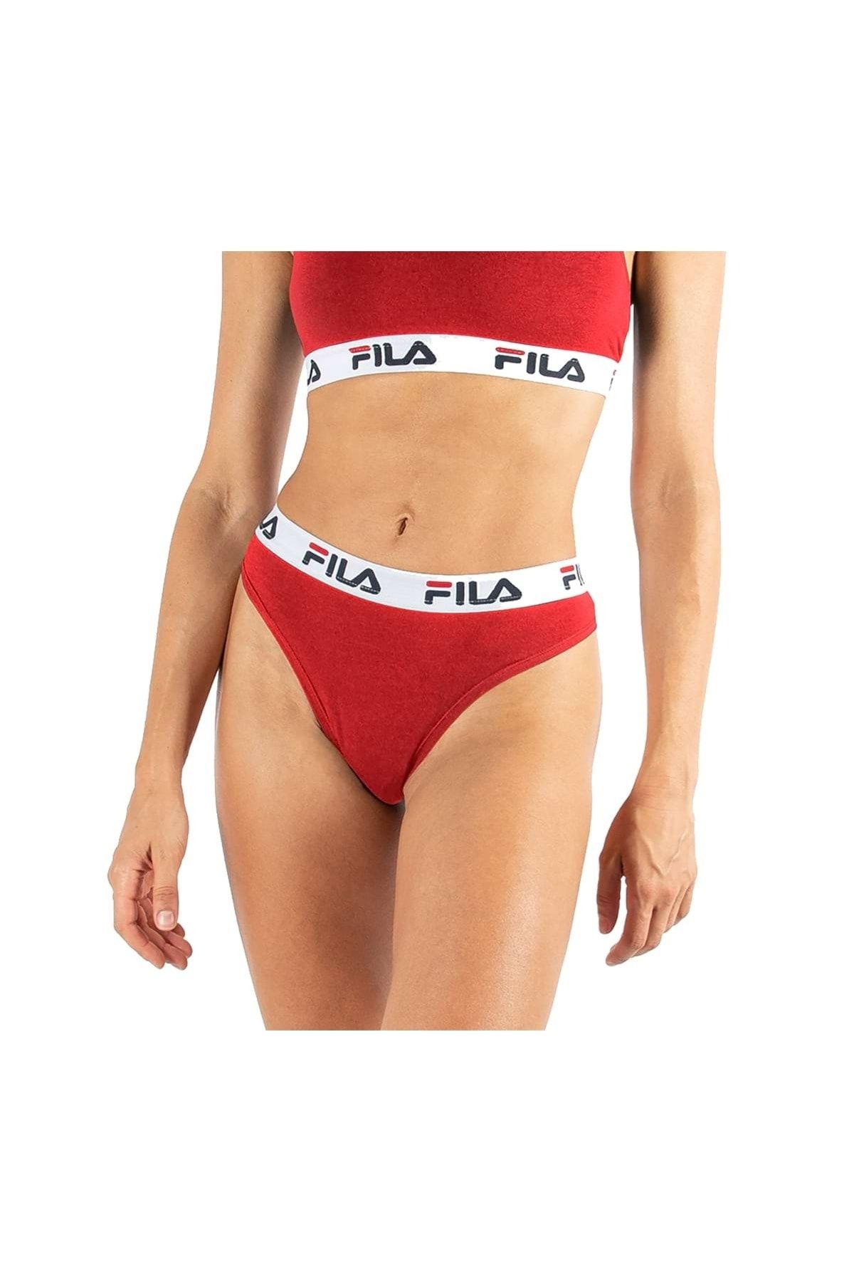 FILA-Damen String - Normal Bel, breiter Logo-Bund, Baumwolle, einfarbig 3