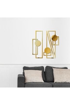 Wooden Factory 3'lü Gold Geometrik Set Iı Dekoratif Tablo, Lazer Kesim Geo2250gm9077 IONGEOMETRİGLD3LU2