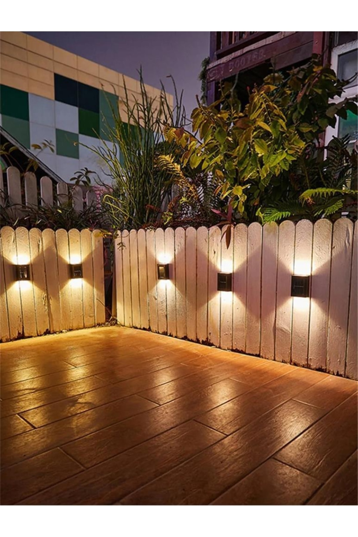 4 Adet Alt Ve Üstten Aydınlatmalı 4 Ledli Solar Güneş Enerjili Dekoratif Aplik Aydınlatma 2