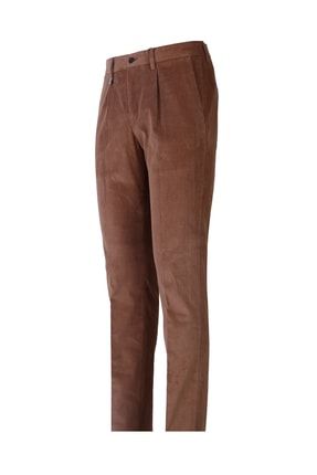 Kahverengi Fitilli Desen Slim Fit Pantolon 1003205159