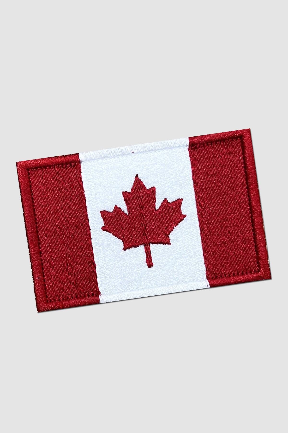 PEÇ Kanada Bayrağı Canada Flag Nakış Arma Velcro Patch, Cırtlı