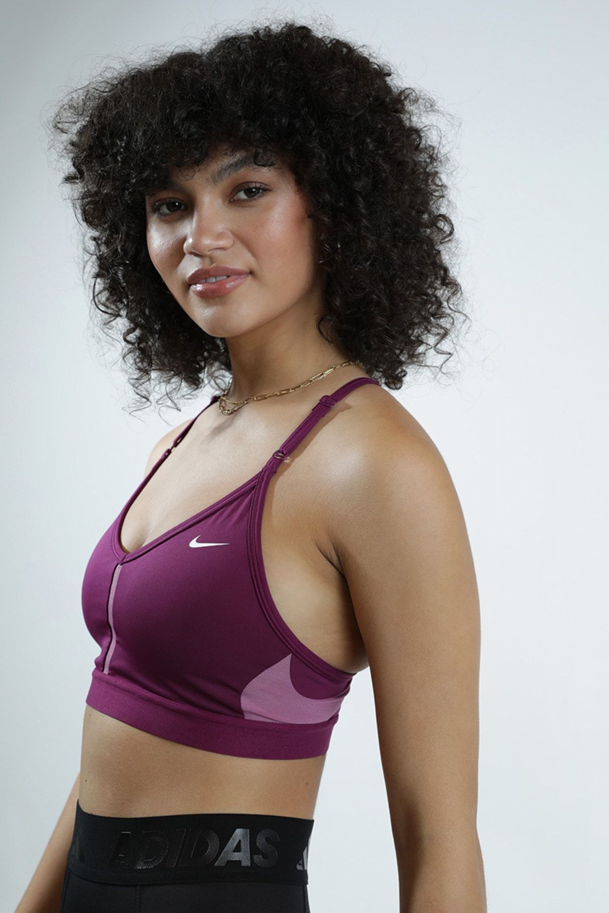 NIKE Intimates Gray Mesh V Neck Y Back Moisture Wicking Moderate Coverage  Low Impact Sports Bra Plus 1X