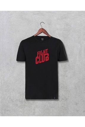 Fight Club Logo Baskılı Unisex Siyah Tişört 711444dk1110341